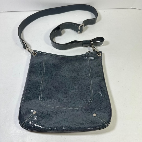 Longchamp Patent Leather Crossbody Purse Shoulder Bag Slate Blue